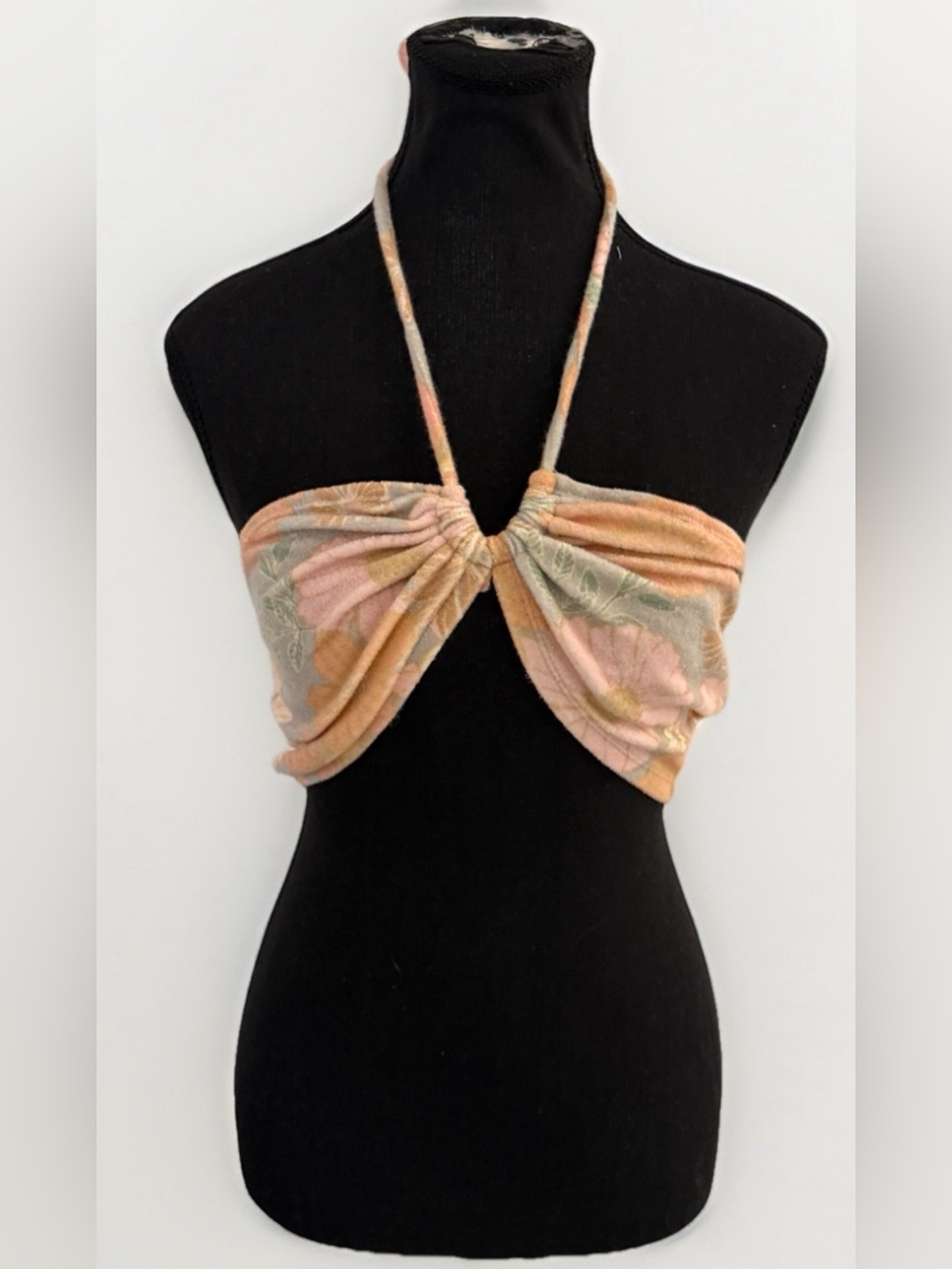 Wild Fable Floral Terry Halter Crop Top L